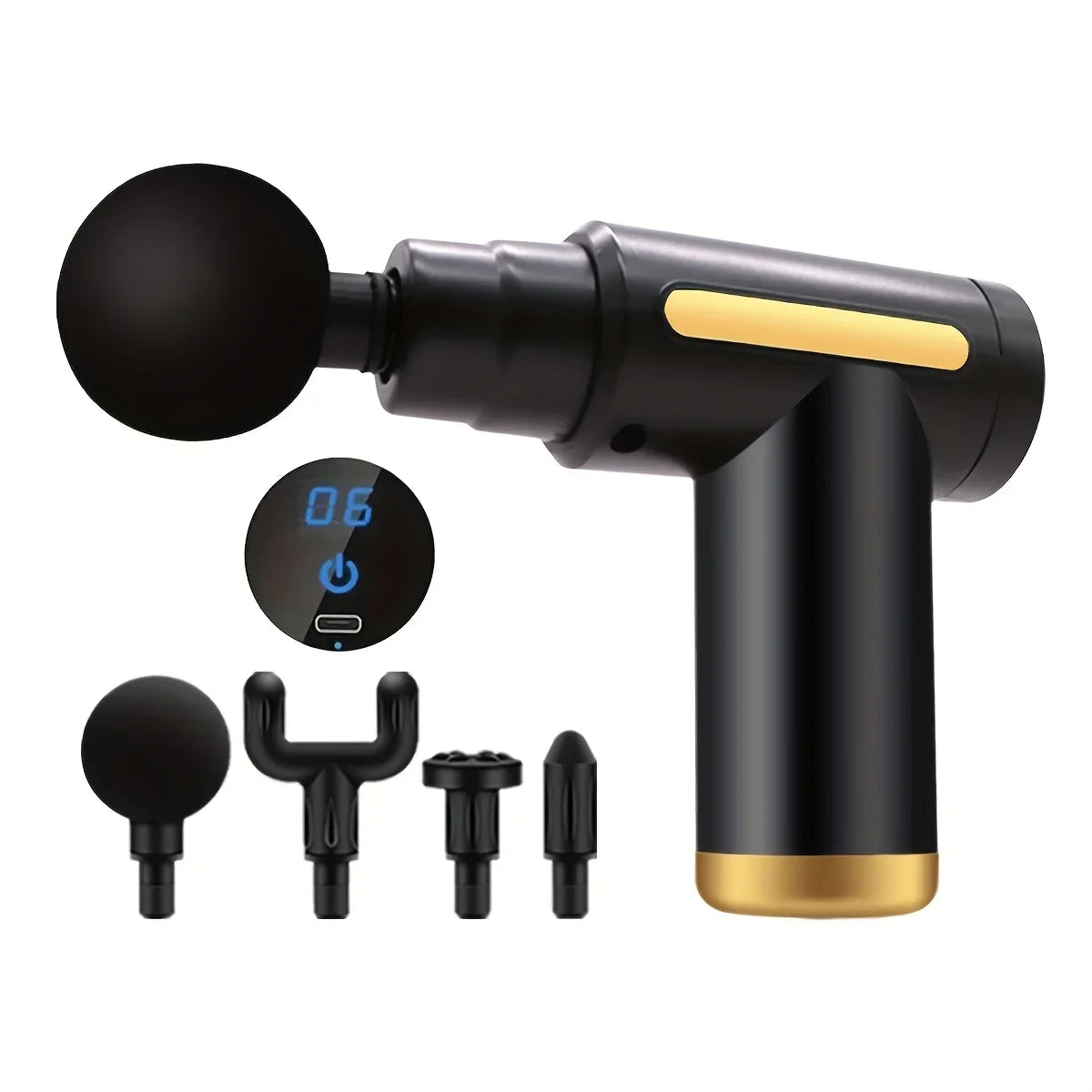 Portable digital fascia gun, convenient electric massager/LED display screen with six adjustable levels,silent and long-lasting