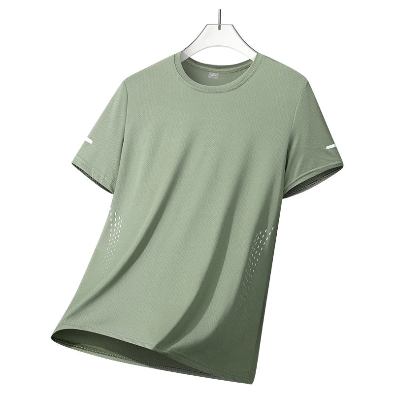 CHRLCK Men's Running Quick Drying T-shirts Breathable Hiking/Fishing Tees Soft Elasticity Outdoor Sports Short Shirt Summer