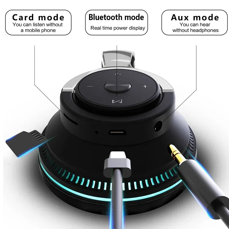 Bluetooth 5.1 Wireless Headphones Stereo Over Ear Headset/with Microphone Foldable Adjustable Lightweight Design Comfortable Fit