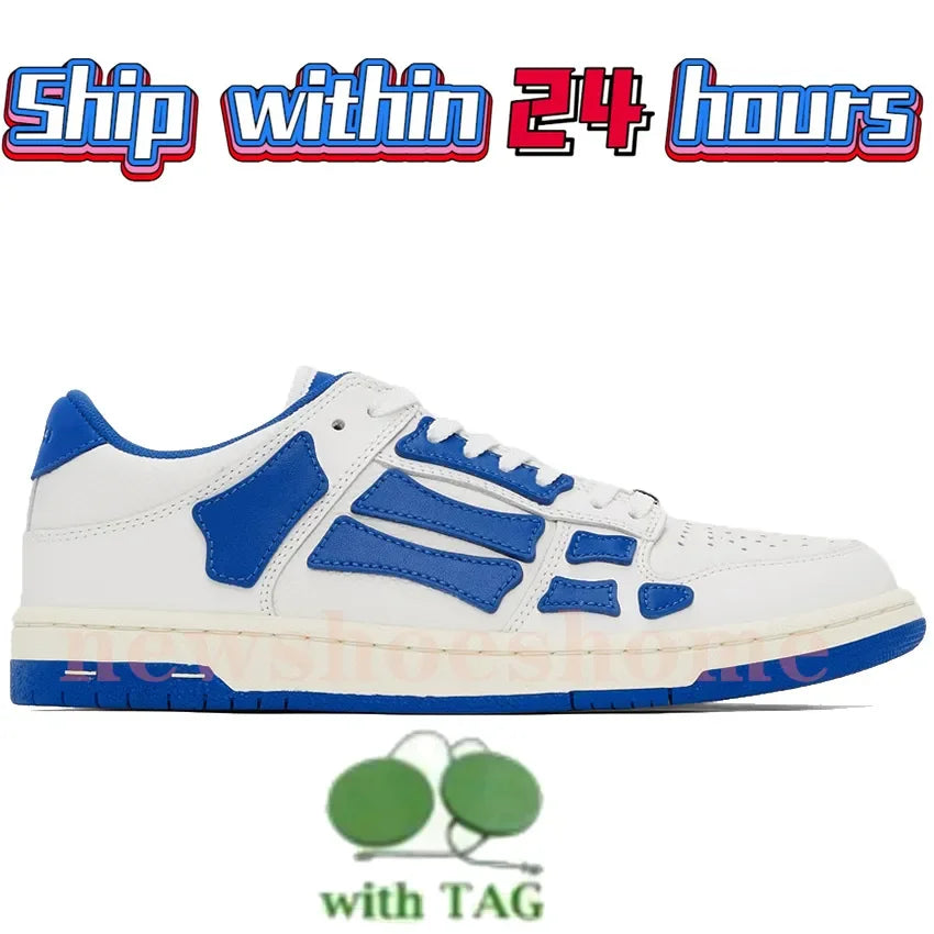 Designer Luxury Bone Casual Low Men's Leather Sneakers Skeleton/Blue Red White Black Green Gray Men Outdoor Shoes