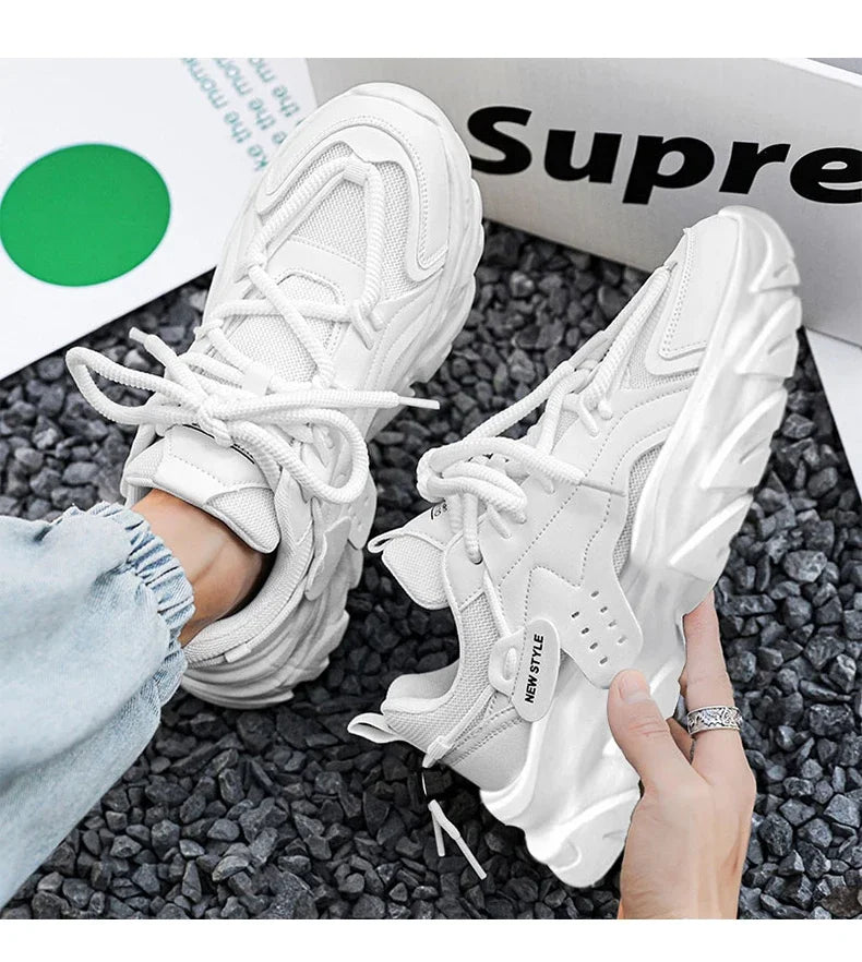 Men's Thick Sole Sport Shoes Simple Fashionable Casual Sneaker/High Quality Rubber Plastic Male Athletic Shoes Chunky Sneakers