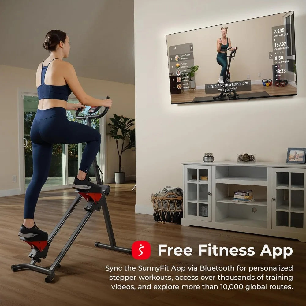 Handlebar Equipped Stair Stepper for Comprehensive Leg/Core and Glute Exercise Extended Step Range Climber Machine