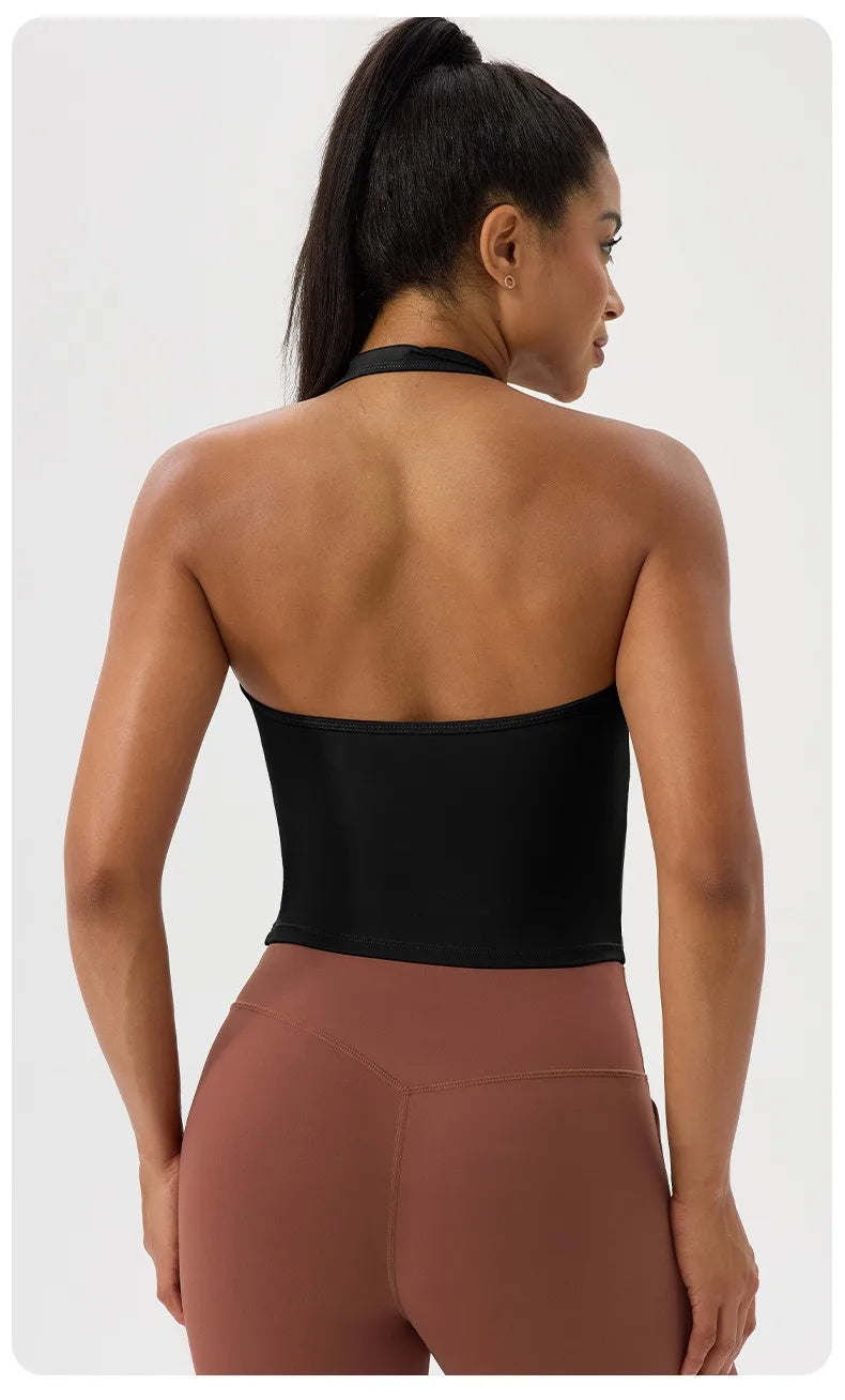 Summer Women's Sports Yoga Vest Halter Neck Gym Sports Bra/Sexy Yoga Fitness Tank Top Slim-fit Quick-dry Sports Running Vest