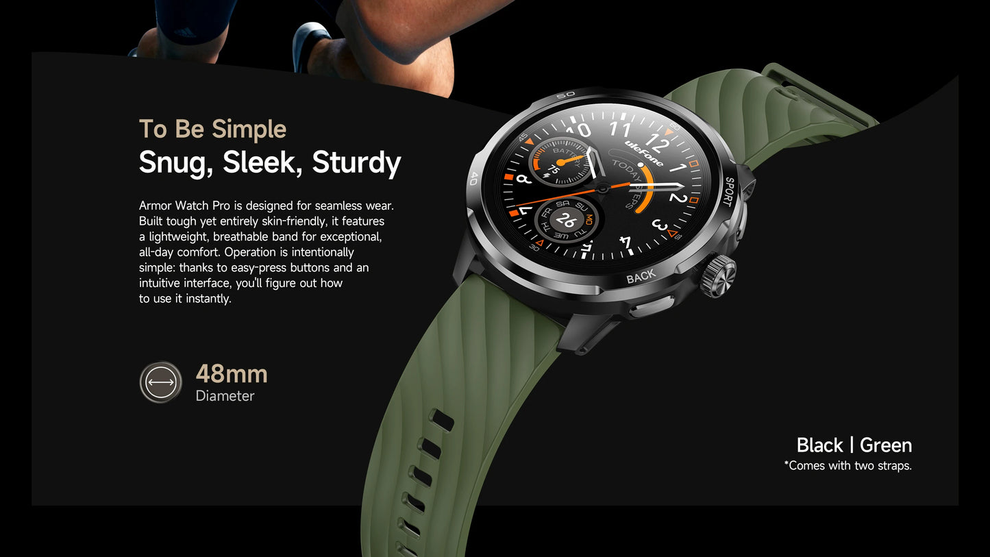 Ulefone Armor Watch Pro 1.5" AMOLED Smartwatch with Built-in GPS/Heart Rate Monitoring Sports Watch for Men & Women