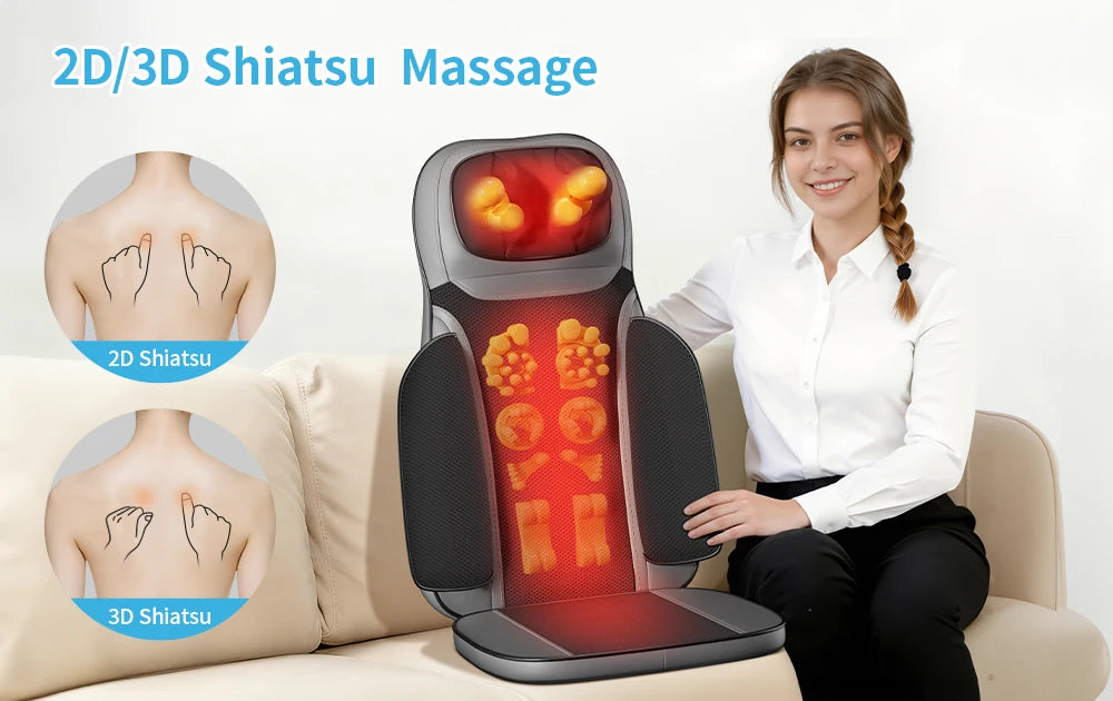 Shiatsu Neck Back Massager with Heat Adjustable Massage Chair Pad/Back Support Massage Seat Cushion for Full Body Massager