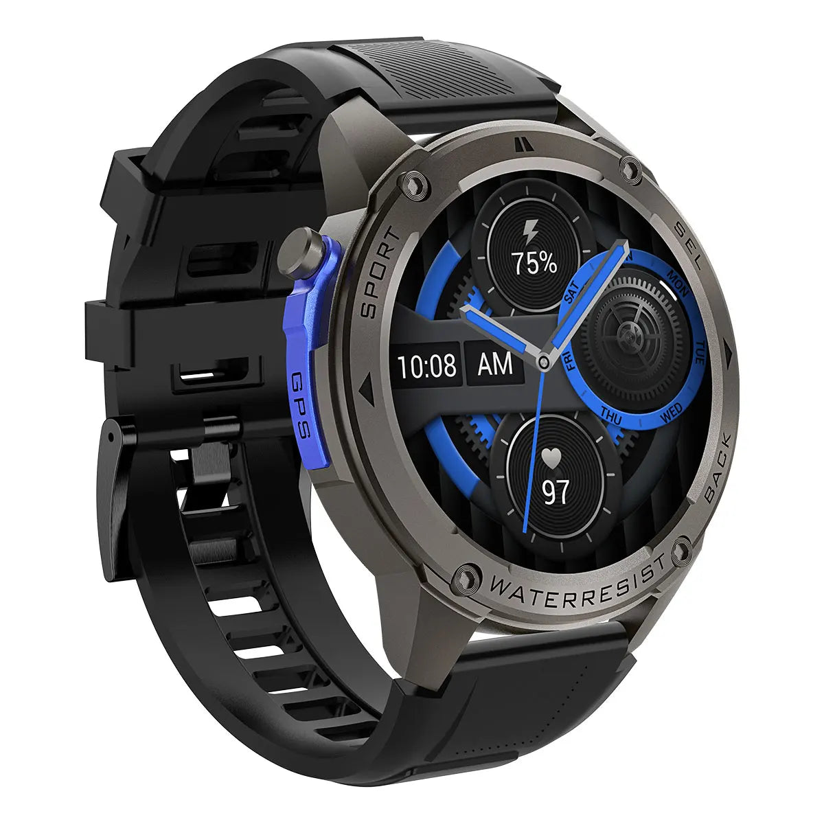BlitzWolf BW-Voyager1 1.43 inch AMOLED Double Straps Compass & Barometer/10ATM Waterproof blue tooth Call Heart Rate Smart Watch