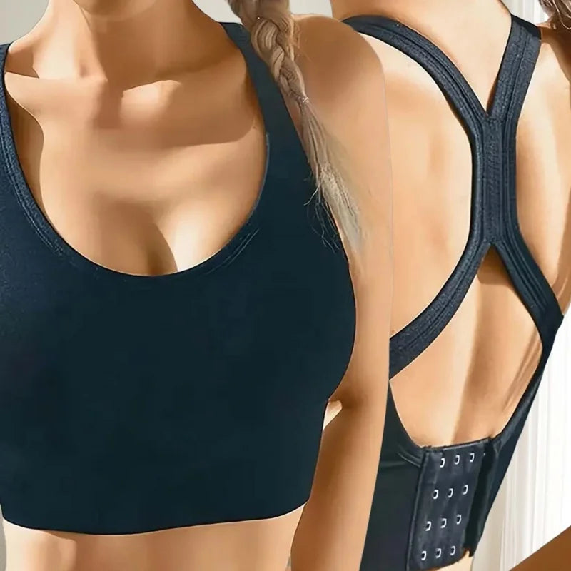 Plus Size Women's Cross-Design Shockproof Sports Bras/with Adjustable Back Clasps Yoga & Fitness Underwear