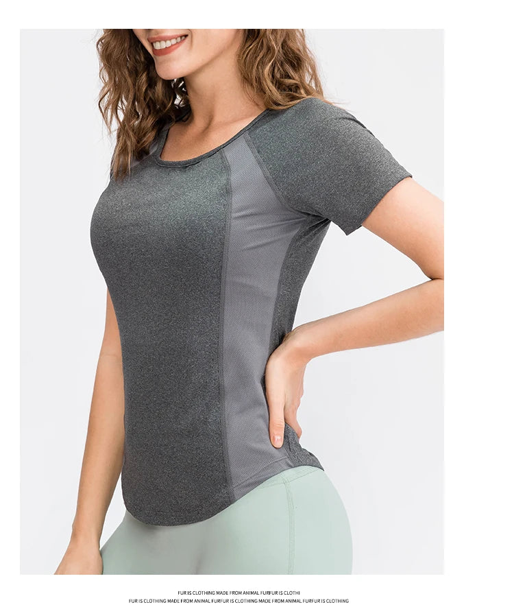 Women Yoga Tops Breathable Sport Fitness Workout/Running Yoga Top Quick Dry Short Sleeve Gym T Shirt