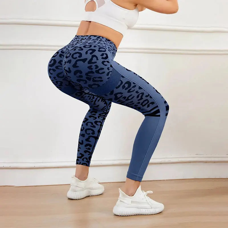 Yoga 9 Minute Pants High Waist Belly Stretch Tights/Leopard Print Seamless Quick Drying Fitness Pants