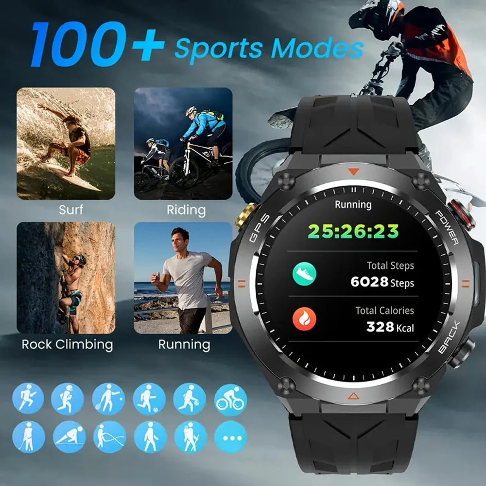 SENBONO Built-in GPS Smart Watch Bluetooth Call 1ATM/Waterproof Military Sports Fitness Tracker Smartwatch for Men