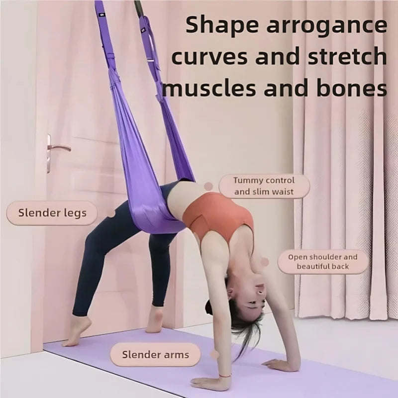 Luxury Purple Aerial Yoga Rope Soft Fabric+Stable Support/Home Workout Safety Single Piece