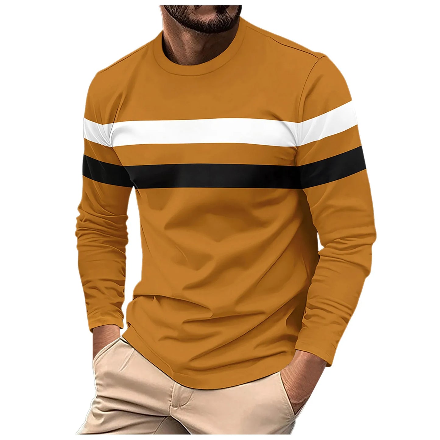 Lightweight Long Sleeve T Shirt For Men Fashion Casual Comfortable Tops/Color Matching Men's Sweatshirt Autumn New Pullover