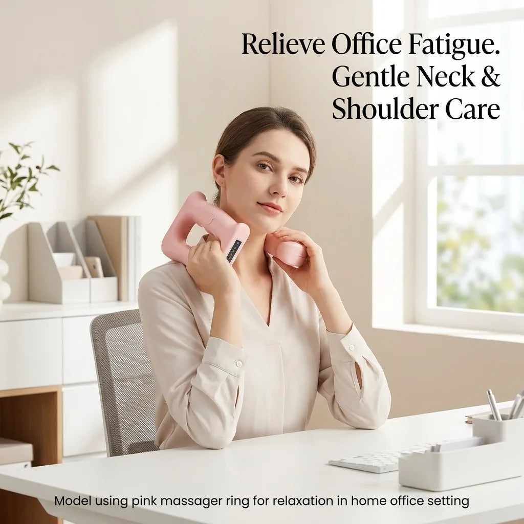 Electric Fascia Ring Massager, 2-in-1 Handheld Muscle Massage Gun/with Belt for Neck Shoulder Rechargeable 5-Speed Portable Percussion Device