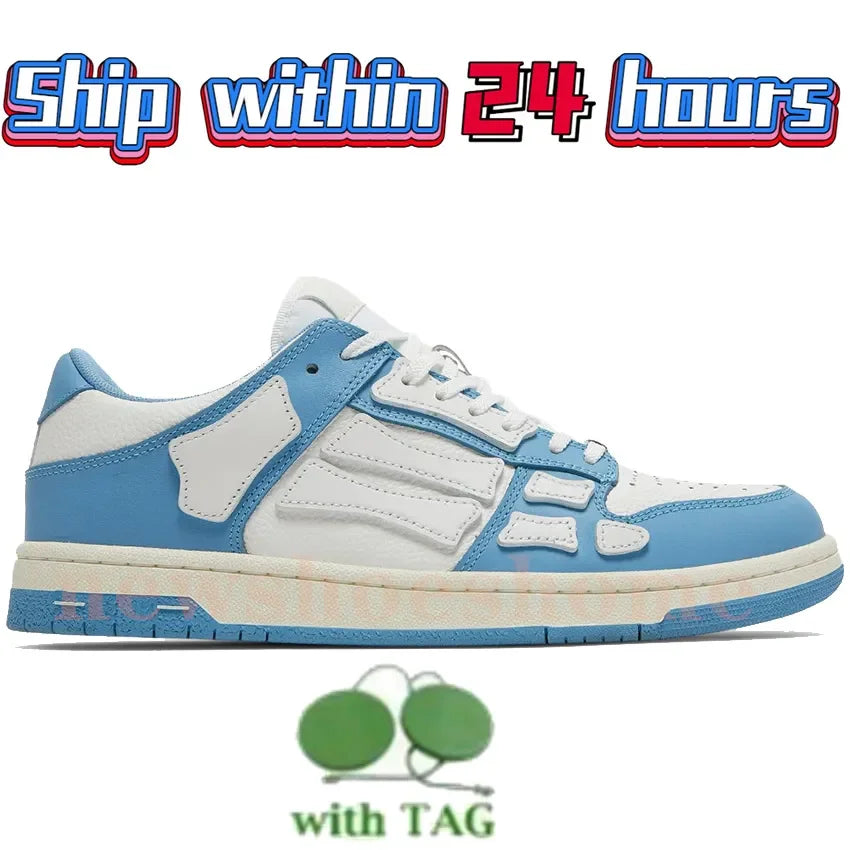 Designer Luxury Bone Casual Low Men's Leather Sneakers Skeleton/Blue Red White Black Green Gray Men Outdoor Shoes