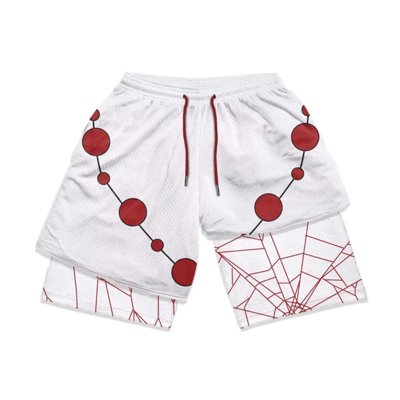 Stylish 2 in 1 Workout Running Shorts for Men Gym Athletic/Quick Dry Shorts with Liner Summer Casual Print Shorts with Pockets