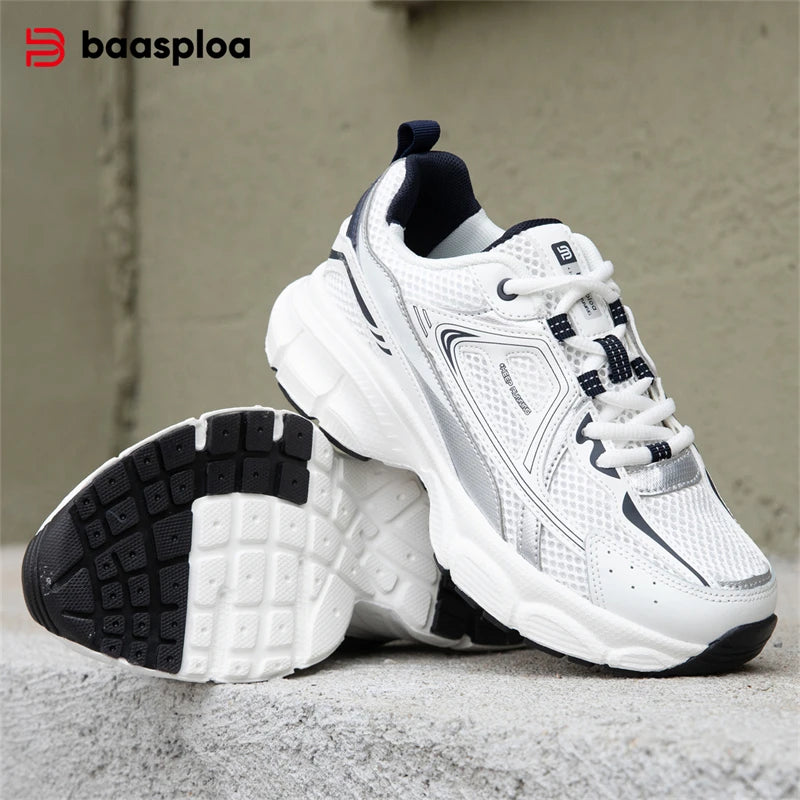 Baasploa Women Sports Shoes Outdoor Lightweight Breathable Jogging Sneakers/Female Casual Mesh Anti-slip Lace Up Running Shoes