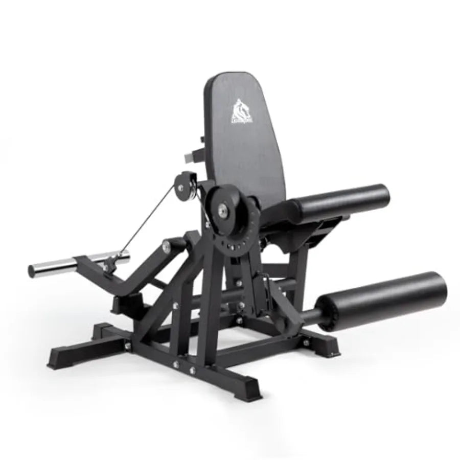 Home gym leg extension and curl machine steel frame black 800lbs capacity/adjustable seated extension and lying curl bench