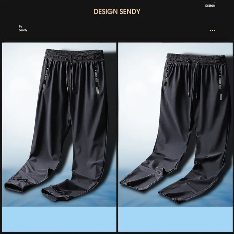 Summer Men Casual High end Ice Silk Pants Sports Pants/Quick-Drying Men's Trousers Sweatpants Male Elastic Plus Size 8xl 7xl 6xl