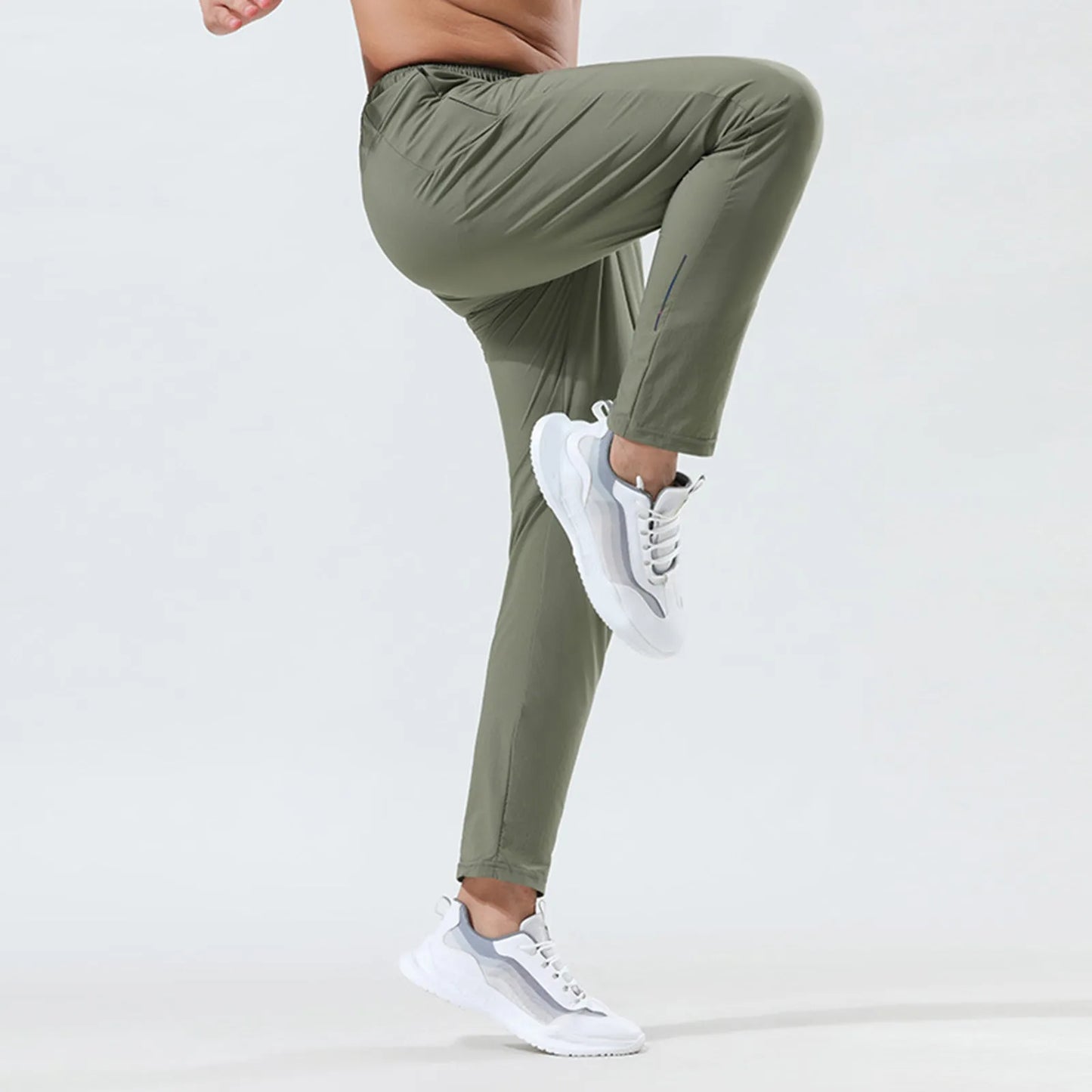 Loose Thin Silk Outdoor Business Casual Pants For Men Fitness/Leisure Training Pants Solid Running Pants