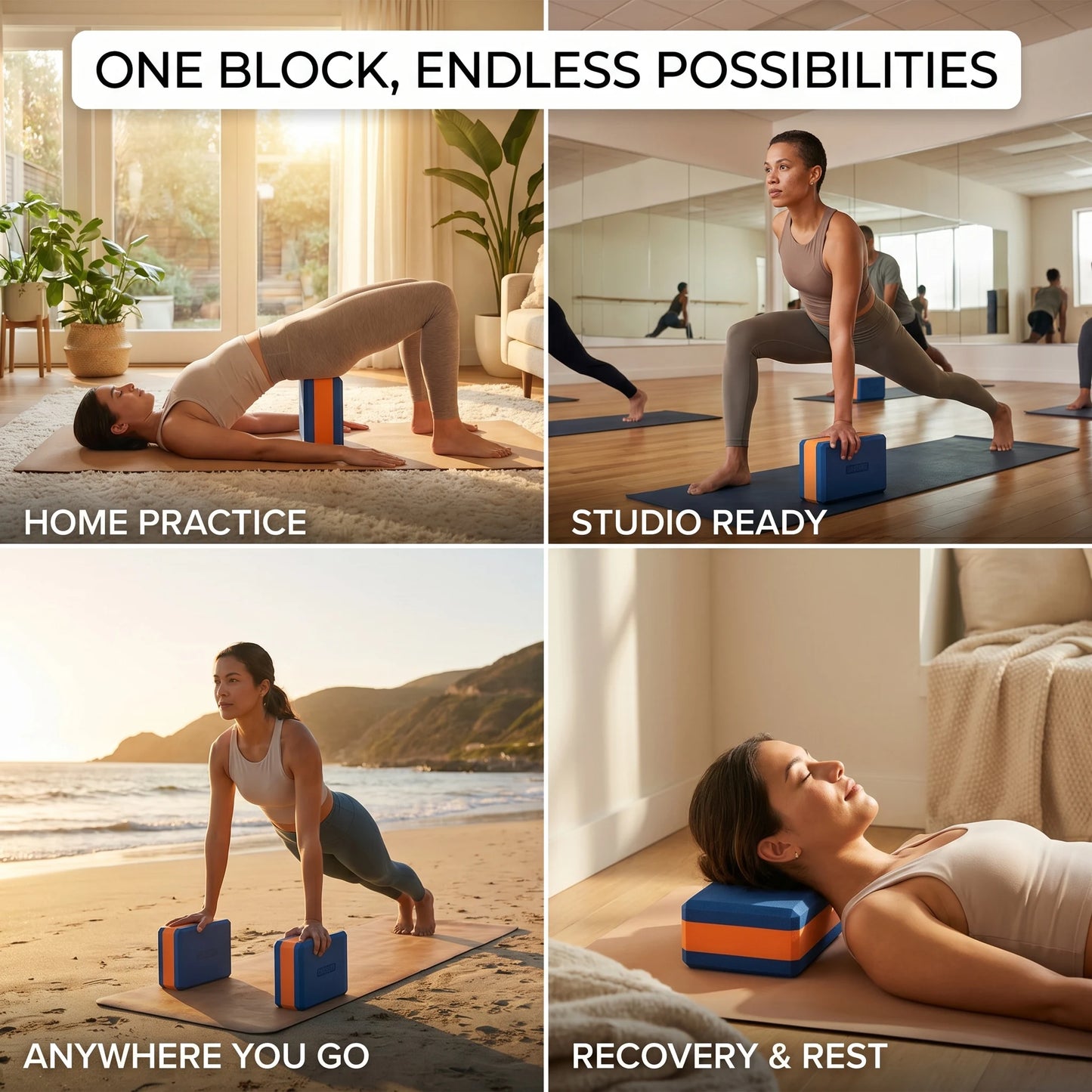 HAPBEAR Yoga Blocks 2 Pack 9x6x3in High-Density EVA Foam/with Non-Slip Textured Surface, Supportive for Deep Stretching