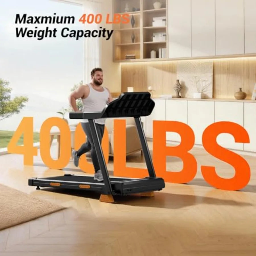 Treadmills for Home with 15% Incline and Led Screen 7-Layer Shock-Absorbing/Foldable Treadmill with Handle Bar Up to 400lbs
