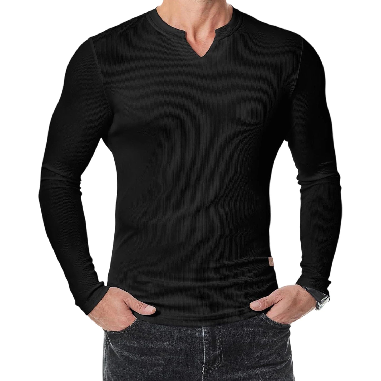 Men's Casual  Fit Long Sleeve Solid Color Muscle Shirts/Spring Fall Tops Fashionable Comfortable T-Shirts