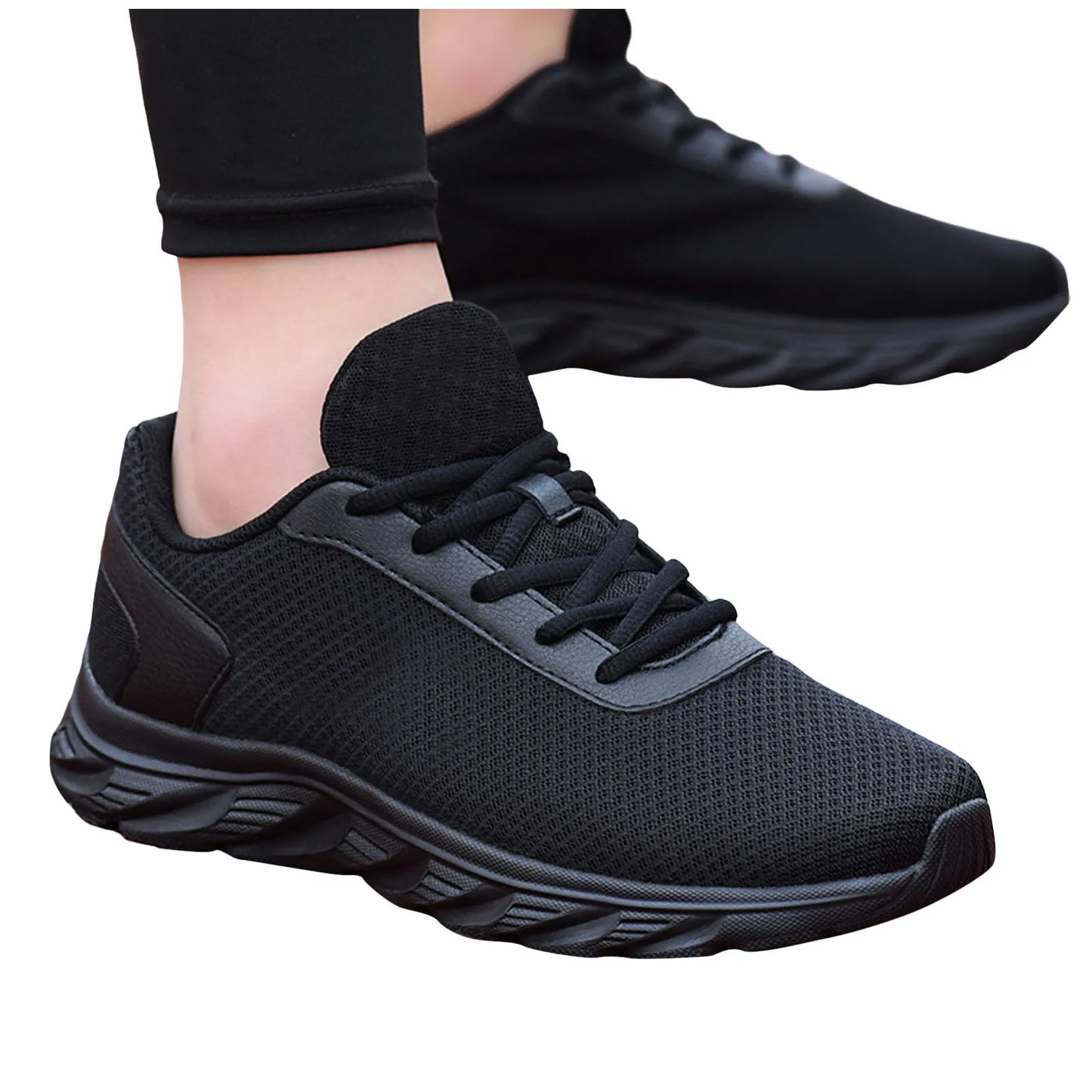 Mens Leather Sneaker Sports Shoes Simple Solid Color Fashion Summer/New Pattern Mesh Breathable Classic Sneaker