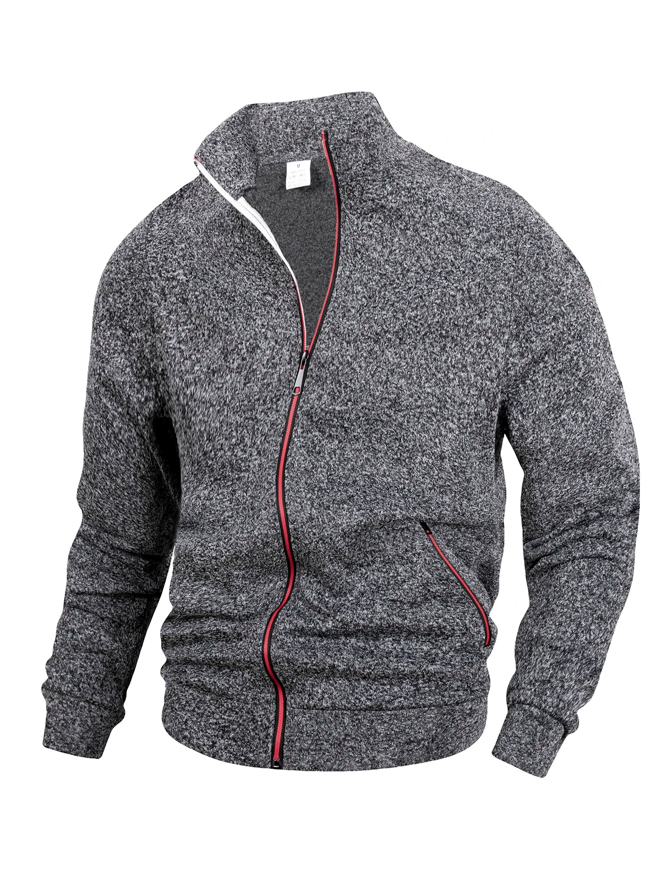 Men Running Track Jacket Contrast Trim Zip‑up Sports Coat Casual/Windproof Athletic Jacket Full Zip Stand Collar Workout Outerwear