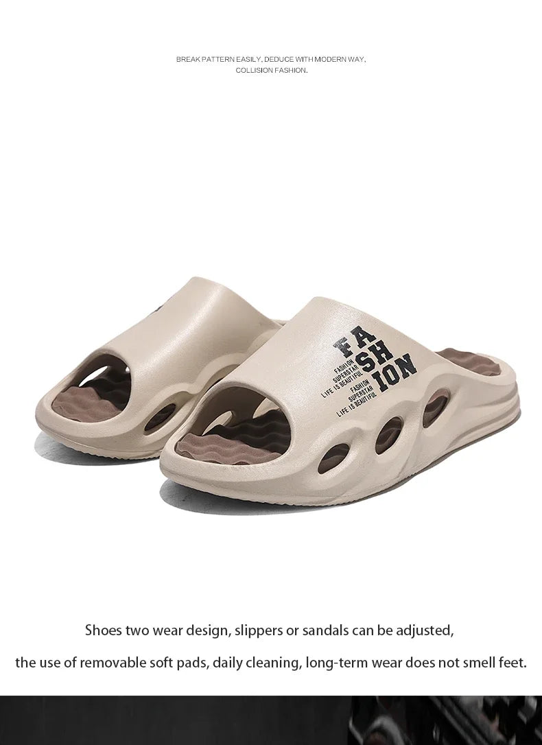 Men Fashion Massage Slippers Indoor/Outdoor Sandals Thick Sole Male Slides/Summer Non-Slip Men Shower Slippers