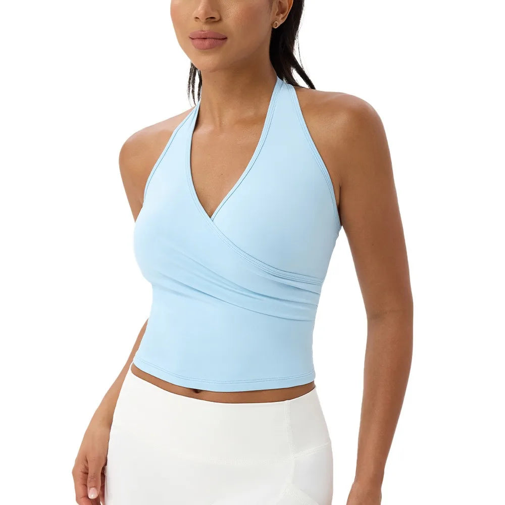 Summer Women's Sports Yoga Vest Halter Neck Gym Sports Bra/Sexy Yoga Fitness Tank Top Slim-fit Quick-dry Sports Running Vest