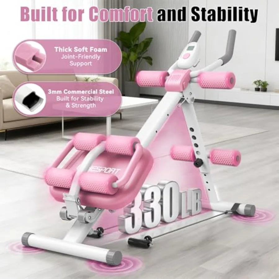 Multifunctional Ab Machine Crunch Sit-Up Core Trainer for Stomach/Ab Workout Adjustable Foldable Exercise Equipment