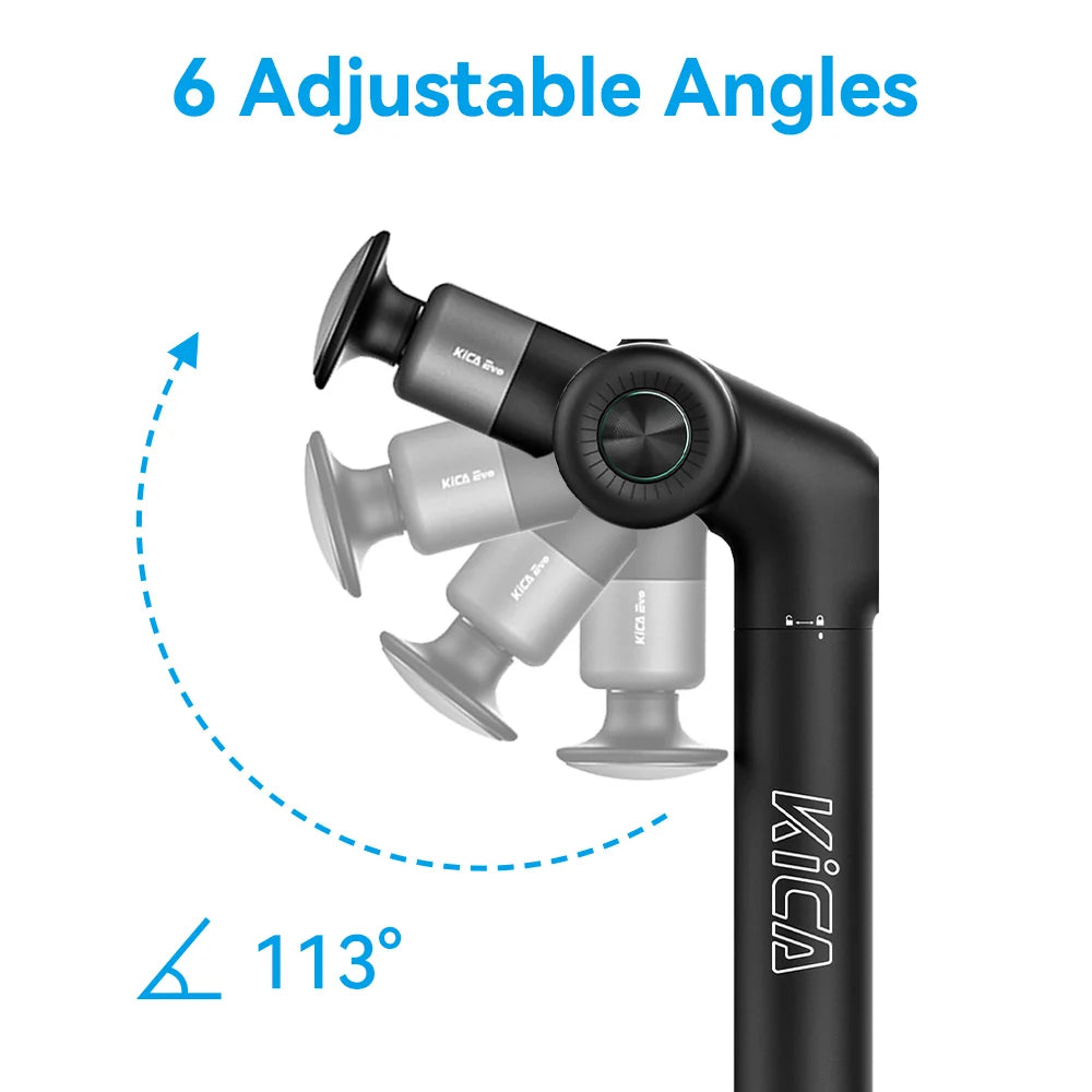 KiCA Evo Adjustable Fascia Gun with 6 Massage Heads and Heat/3 Gear 3200rpm 9cm Extension Rod Muscle Relaxation