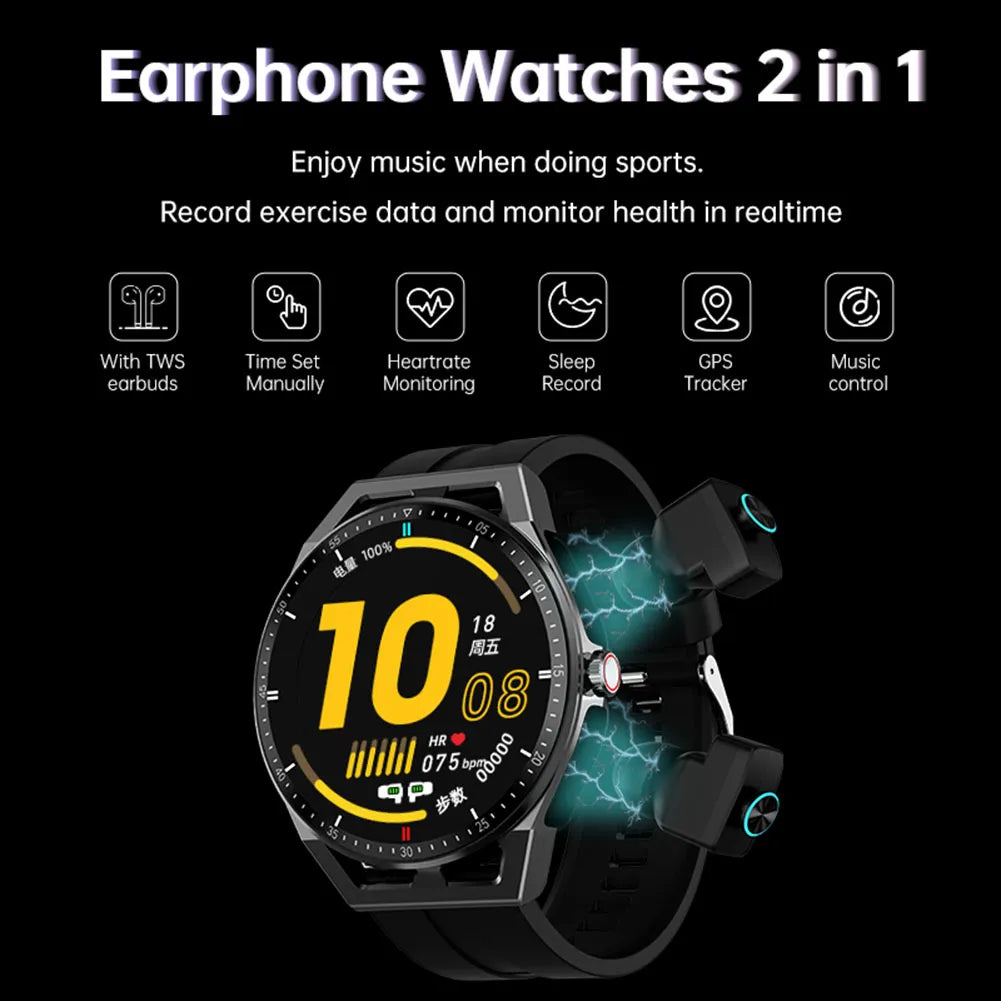 T20 Smart Watch TWS Earbuds 2 In 1/HIFI Stereo Wireless Headset Music Play