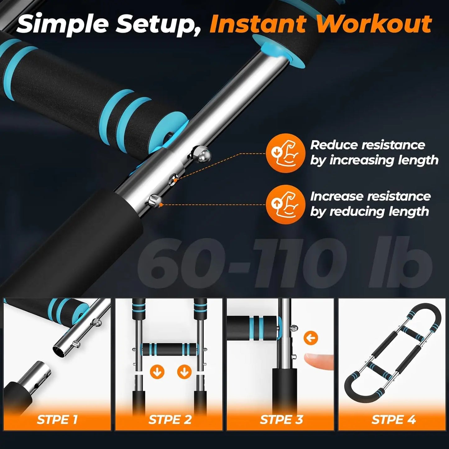 U Shape Arm Trainer Hand Gripper Non-Slip Grip 60-100lb Power/Twister Bar Fitness Equipment for Gym Home Muscle Exercise