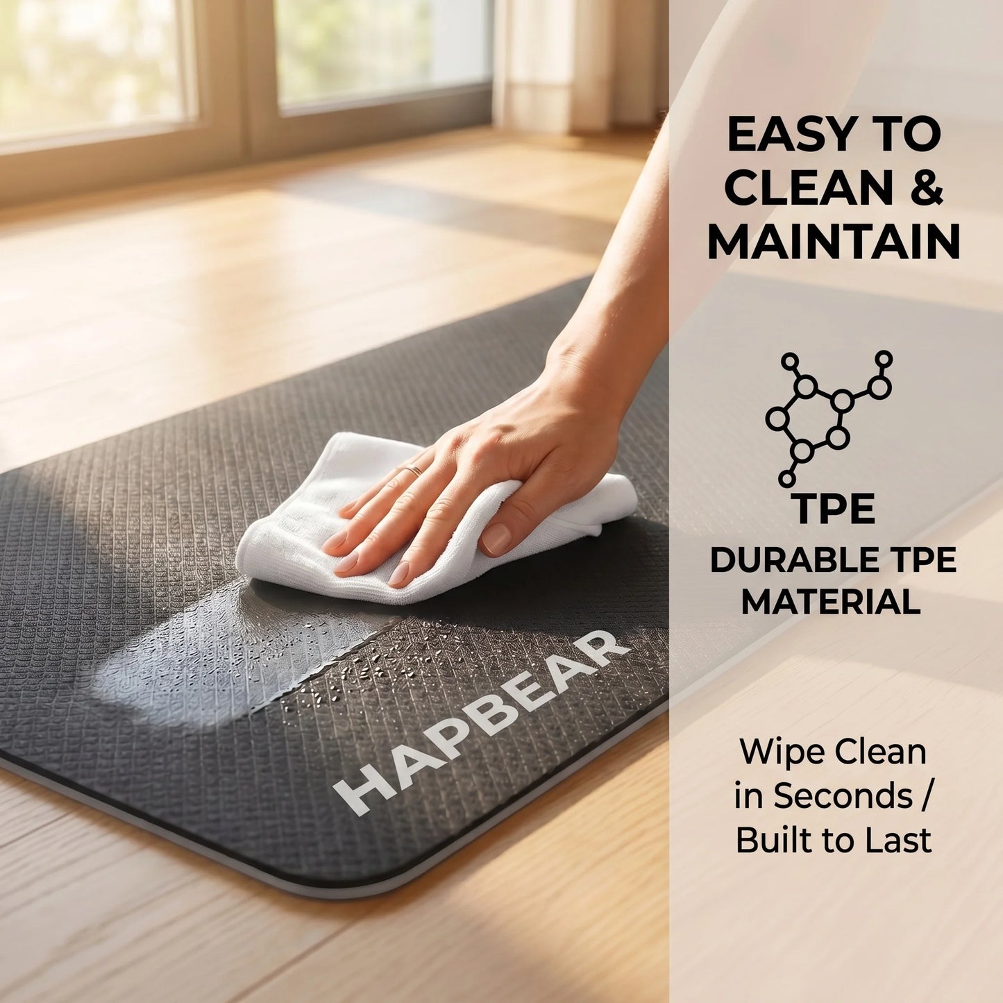 HAPBEAR Large Yoga Mat Extra Wide 72"x36" 6mm TPE Double Sided/Non Slip Exercise Mat Non-Slip Textured Surface Durable Cushion