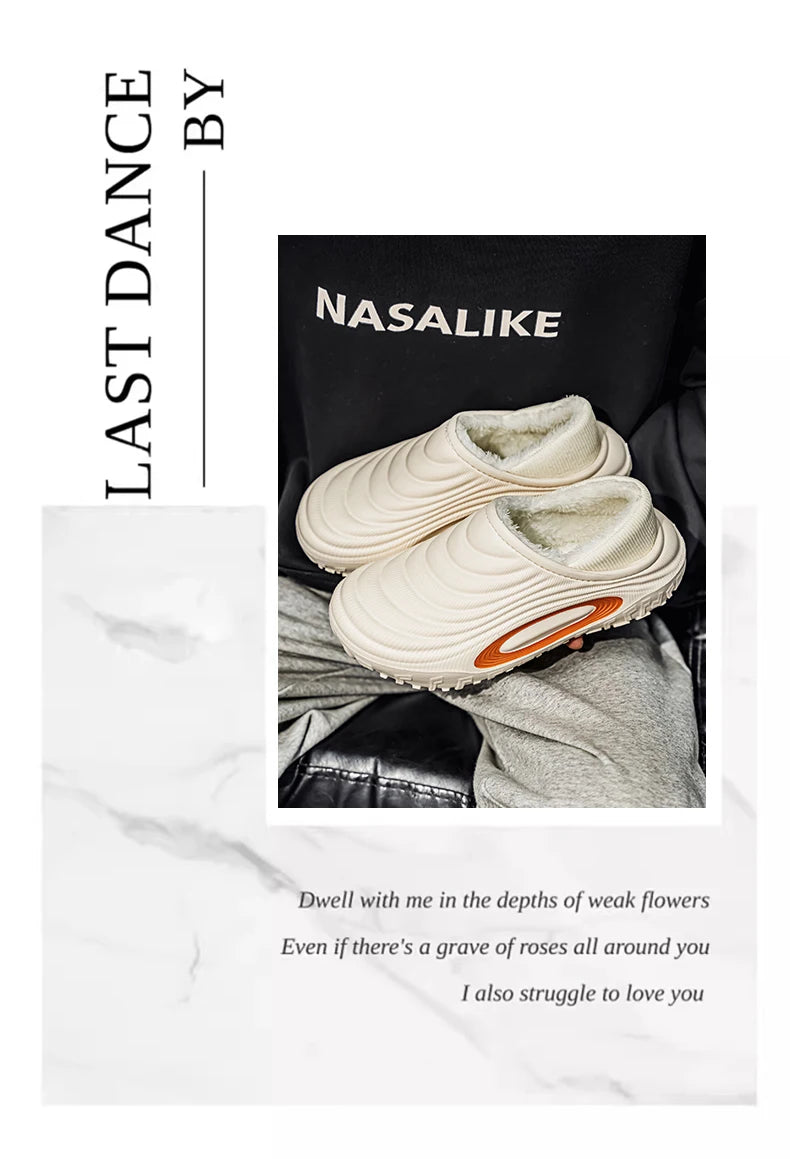 New Fashion Cotton Men's Slippers Winter Warm Plush Men Slippers/Waterproof Men Garden Shoes Indoor Outdoor Men's Warm Shoes