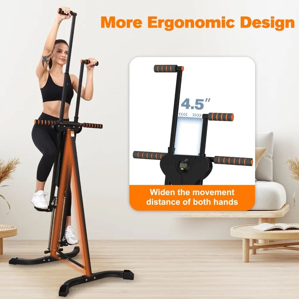 Vertical Climber Exercise Machine for Home Gym with 4 Metal Guide Rails/Folding Exercise Climber Workout Machine