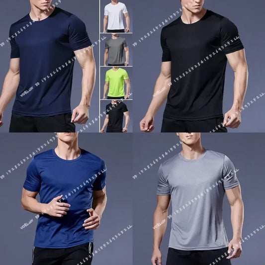 Men's Quick Dry Short Sleeve T-Shirt Moisture Wicking Round Neck/Gym Running Training Exercise Sport Shirt Lightweight Tops