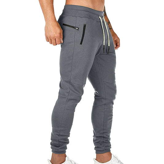 Cargo Pants for Men Solid Color Side Pockets Lace Up Waistband/Casual Trousers European American Fitness Athletic Trousers