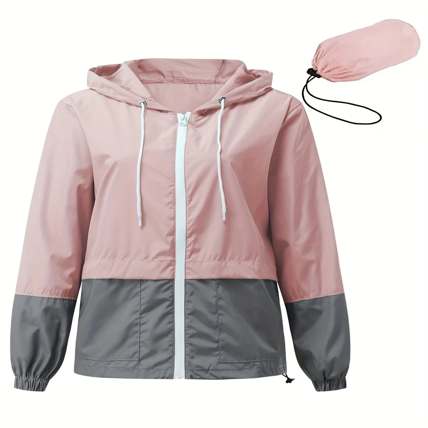 Women's Hooded Waterproof Raincoat/Lightweight Bomber Jacket