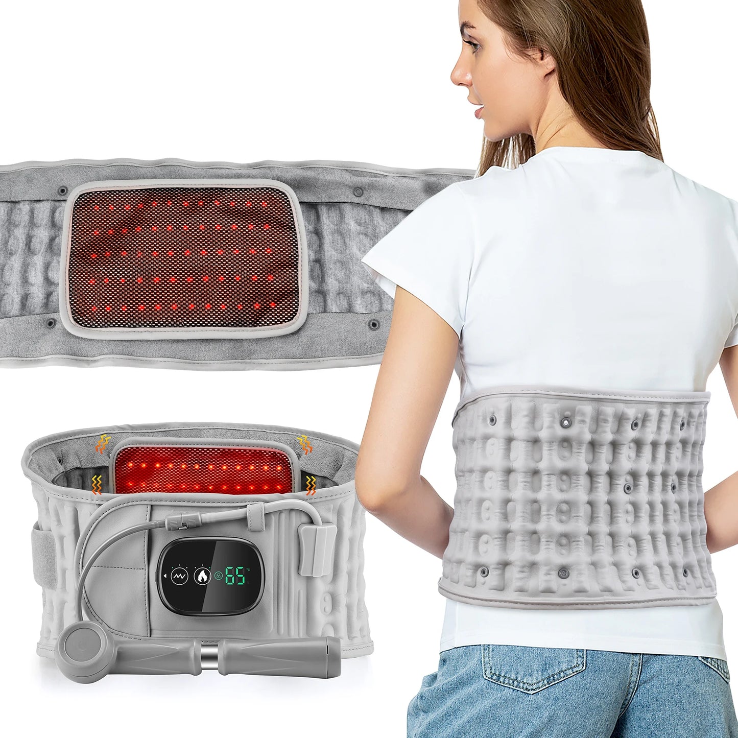 Electric Waist Massager Infrared Heated Lumbar Pad/Adjustable Temperature Hot Massager