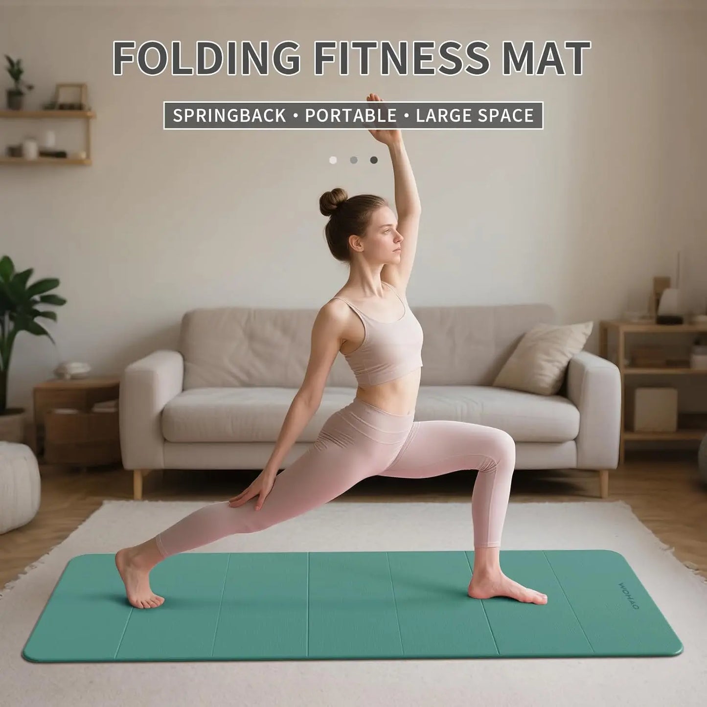 7-Fold Yoga Mat 70x24 Inches, 1/2 Inch Thick Compact Non-Slip/TPE Exercise Mat for Travel & Home Gym