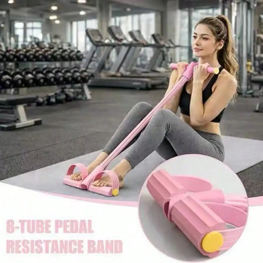 4 Tubes Pedal Resistance Bands Heavy Duty Leg Hip Booty Trainer/Portable Home Gym Pilates Fitness Equipment For Women