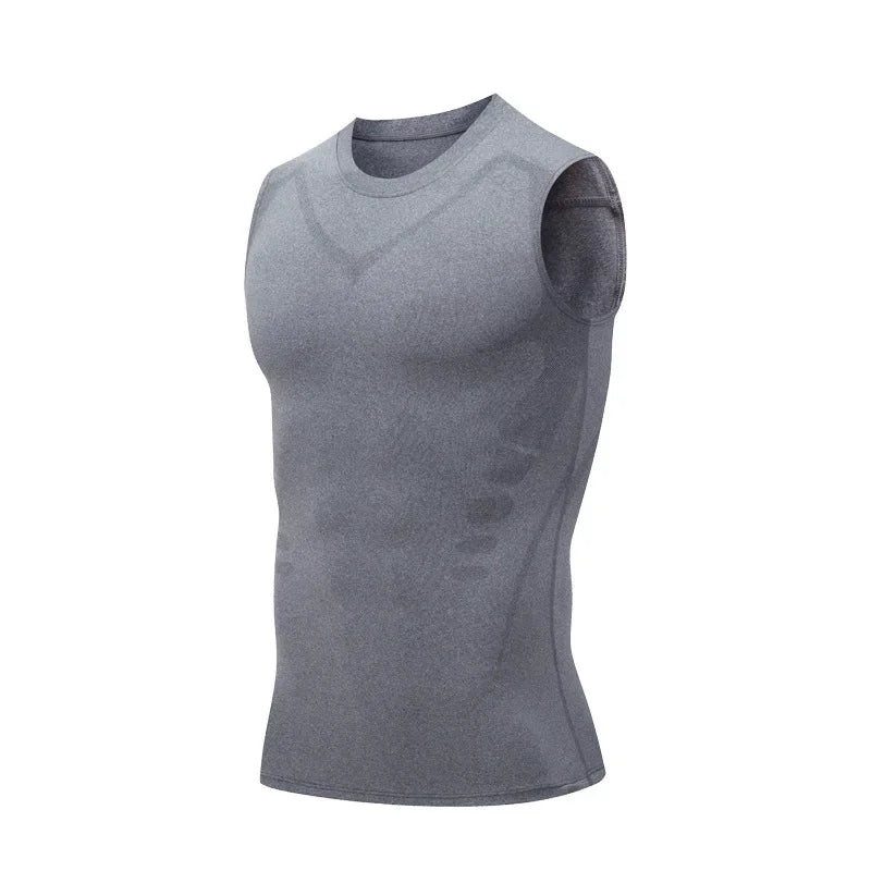 New Fashion Trends Summer Men Shapewear Ionic Shaping Vest Sleeveless Shirt Tight Compression Shirts Tank Top Breathable Ice Silk Vest