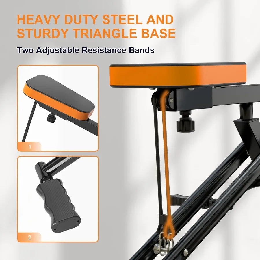 Squat Machine Ab Workout Equipment for Home 265lbs Capacity Foldable/Rowing Machine with Adjustable Resistance Bands