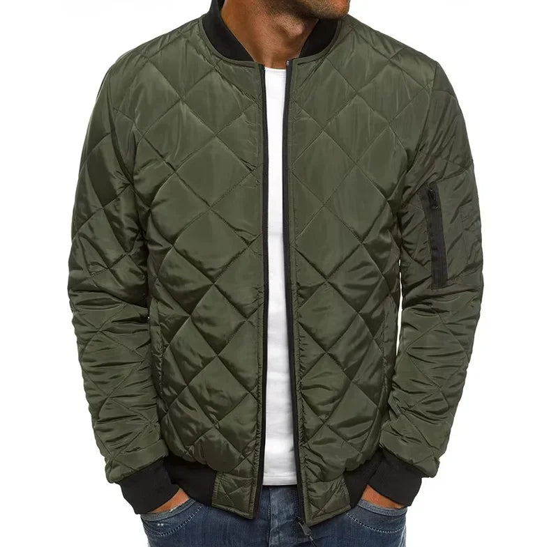 Winter New Jacket Men's Baseball Collar Mesh Pressed/Lightweight  Jacket Vintage Flight Casual Long Sleeve