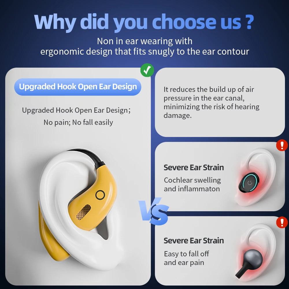 Sports TWS Bluetooth 5.4 Earphones with Mic Wireless Headphones/Noise Canceling Earbuds In-Ear Waterproof Headsets