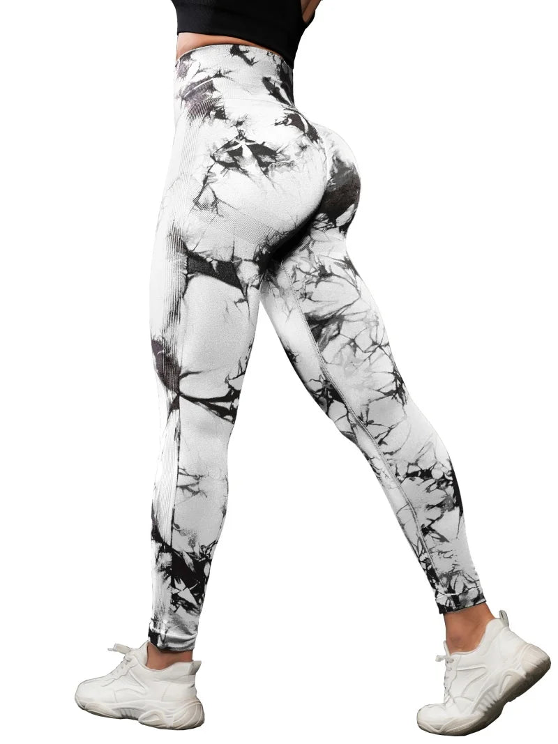 3 Piece Workout Leggings Sets for Women High Waisted Tie Dye Gym Scrunch/Lifting Seamless Yoga Leggings Athletic Pants