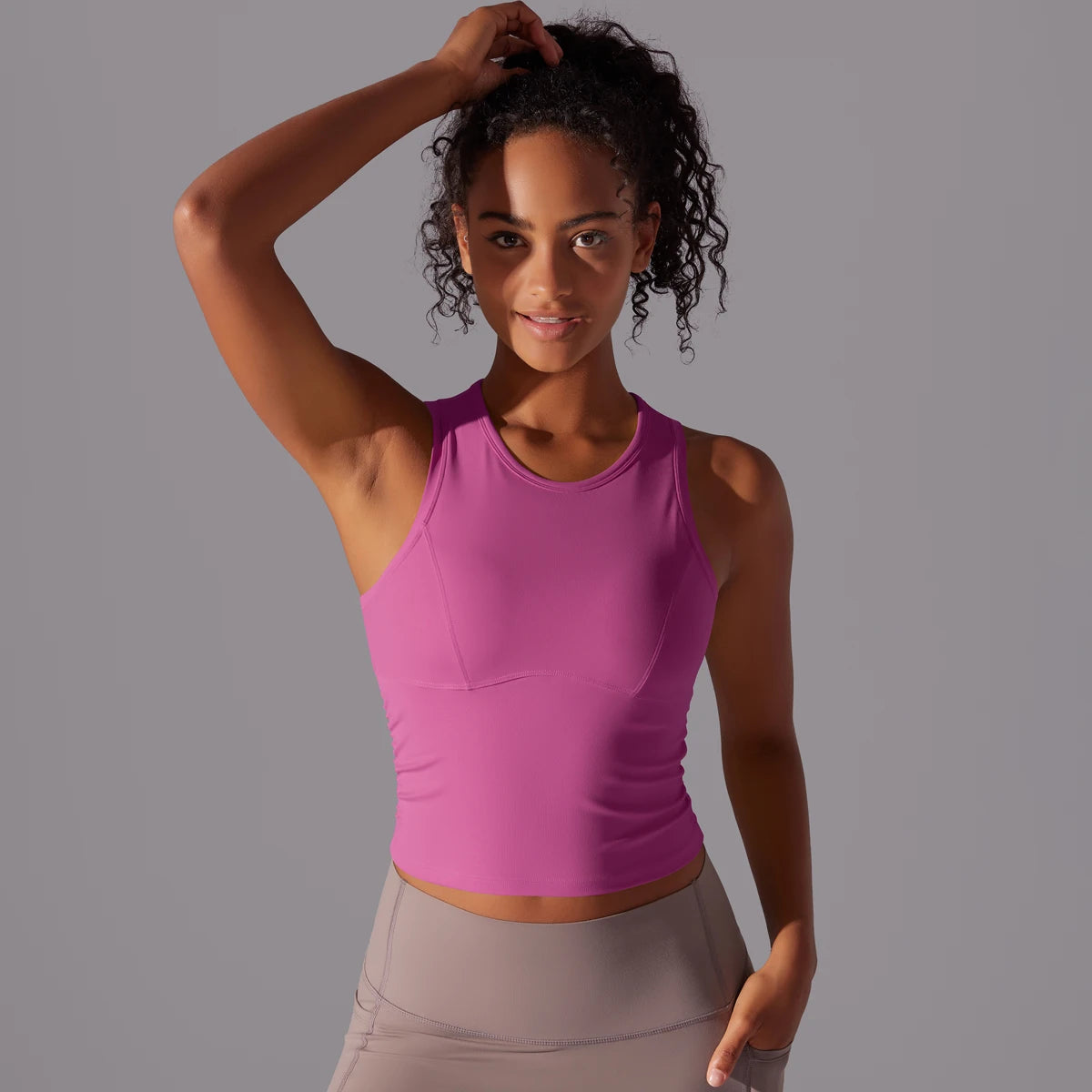 Sleeveless Yoga Vest Slim Sportswear  Stretchy Slim Sports Bra/Breathable Pleated Tank Top Quick Dry Fitness Wear Sexy Slim Top