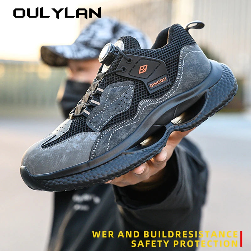 Fashion Work Sneakers Men Steel Toe Work Shoes Safety Boots/Men's Anti-smash Puncture-Proof Working Protective Shoes